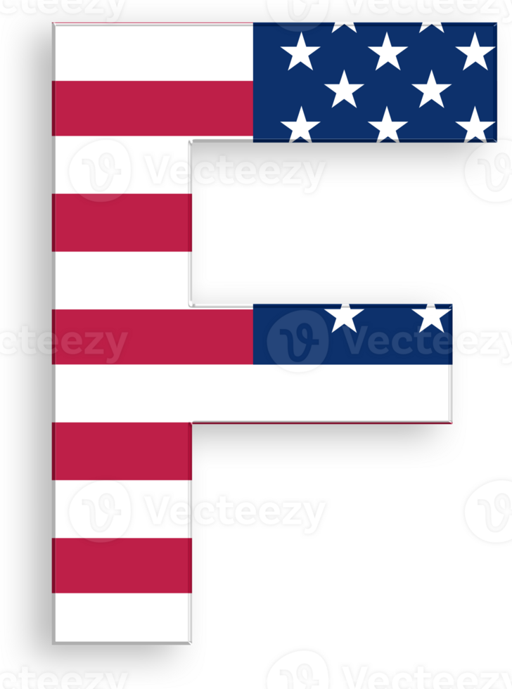 American Flag Serif Font Alphabet Letter F 4th of July USA Independence Day Veterans Day USA Holiday png