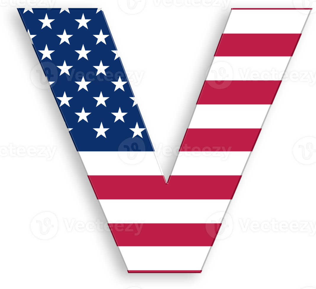American Flag Alphabet Letter v Icon 4th of July USA Independence Day Veterans Day png