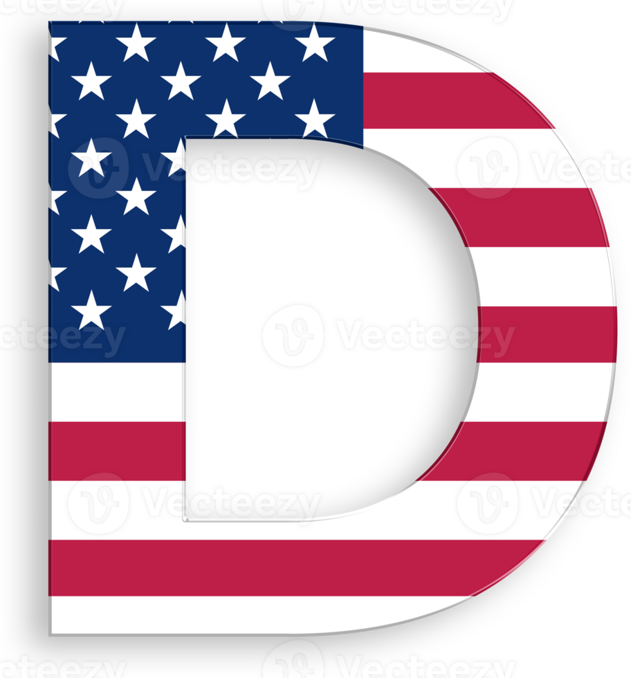 American Flag Serif Font Alphabet Letter D 4th of July USA Independence Day USA Flag Veterans Day png