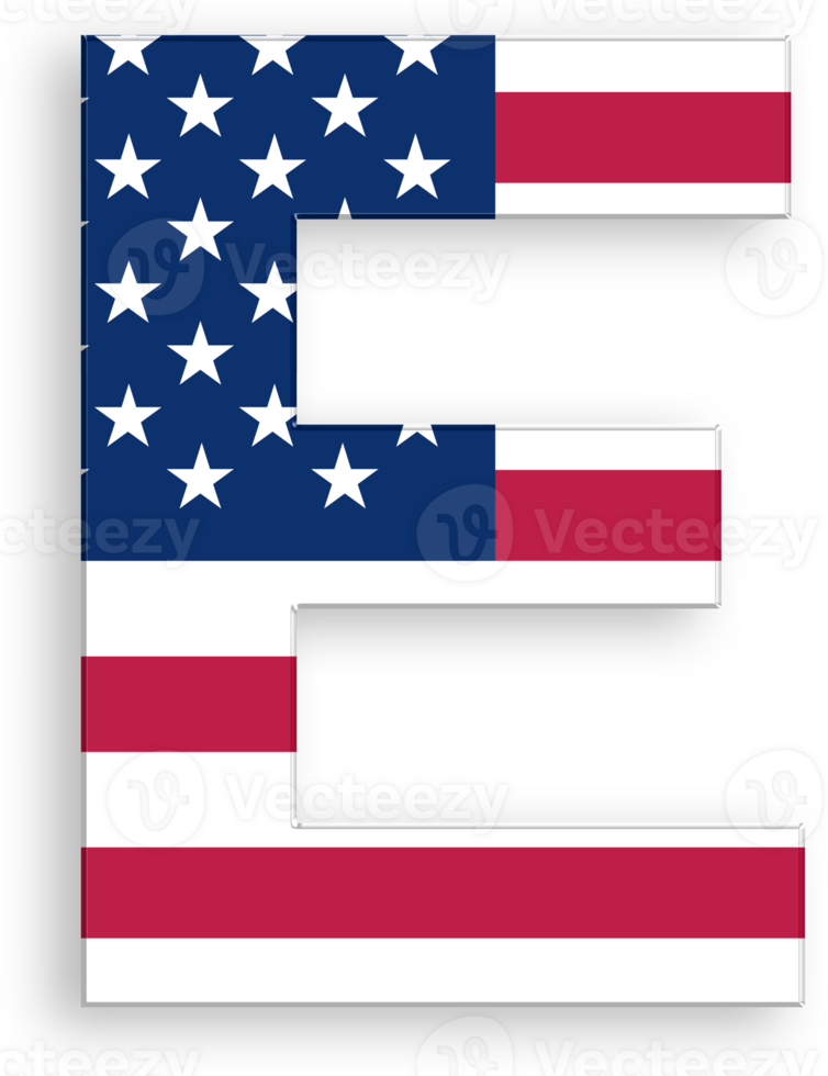 American Flag Serif Font Alphabet Letter E 4th of July USA US Independence Day Veterans Day png