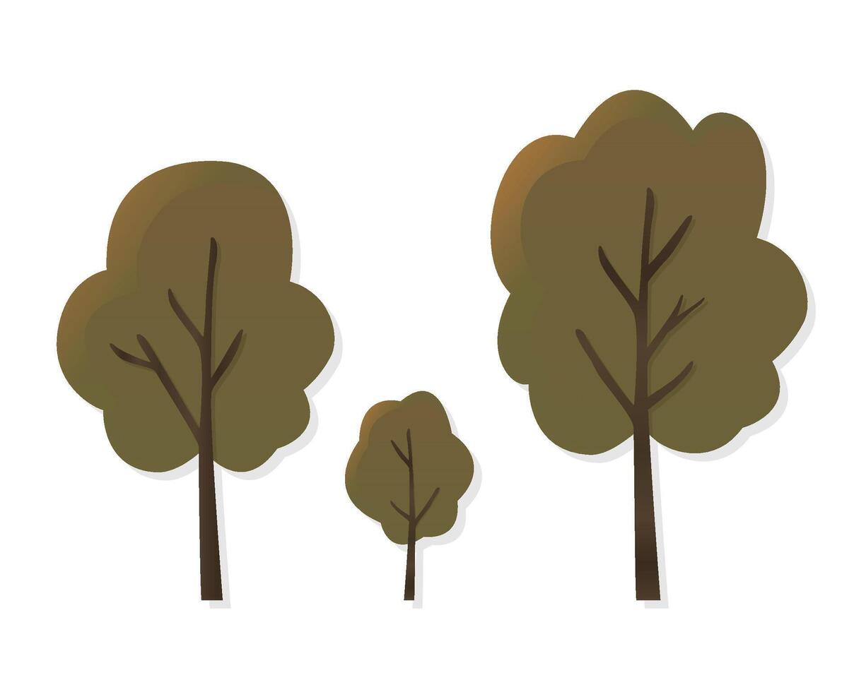 Morning trees set illustration vector