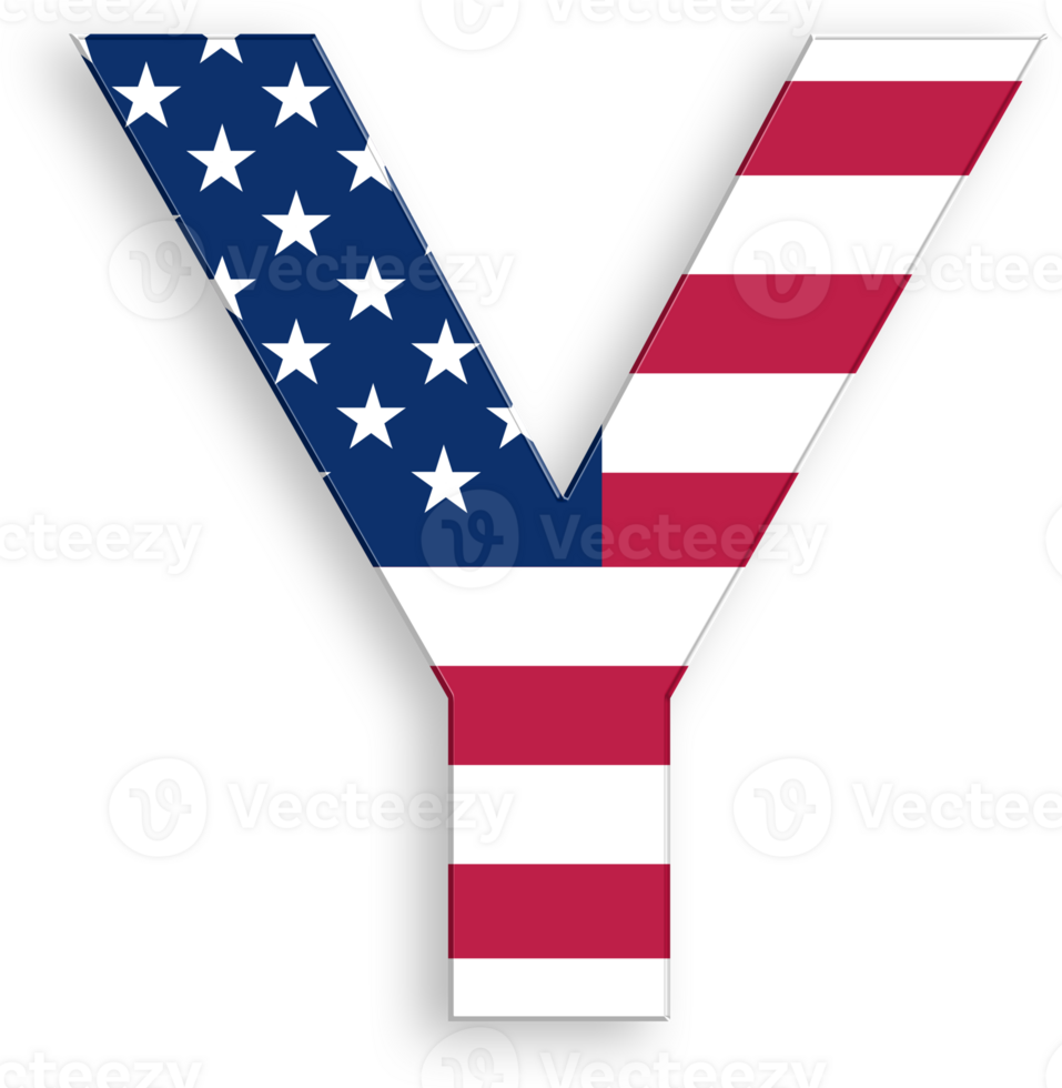 American Flag Serif Font Alphabet Letter Y 4th of July USA Independence Day Veterans Day png