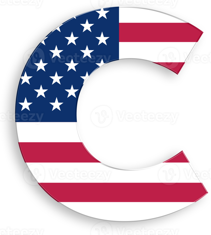 American Flag Alphabet Letter c 4th of July USA Independence Day Veterans Day png