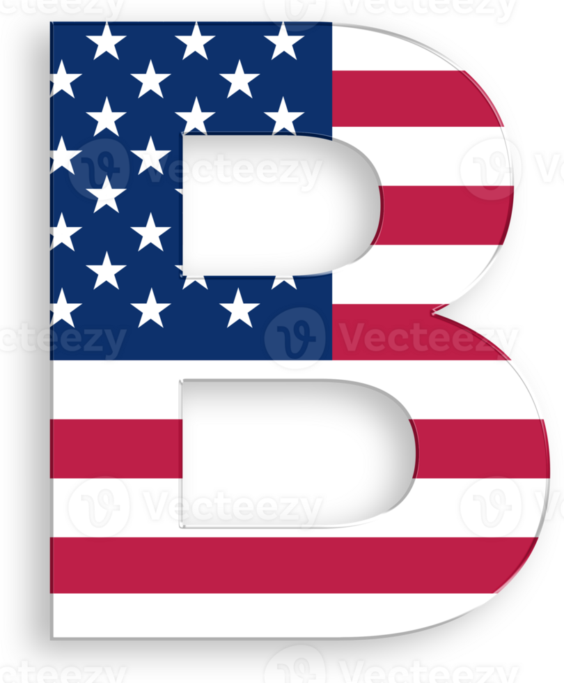 American Flag US Serif Font Alphabet Letter B 4th of July USA Independence Day Veterans Day png