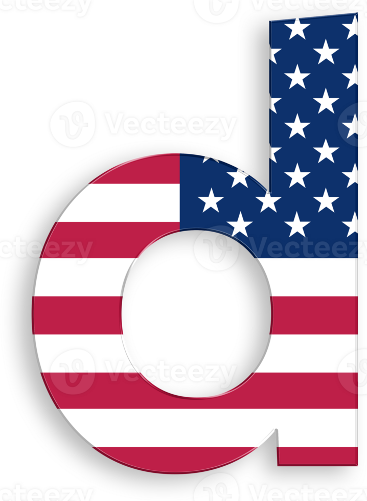American Flag Serif Font Alphabet Letter d 4th of July USA Independence Day Veterans Day png