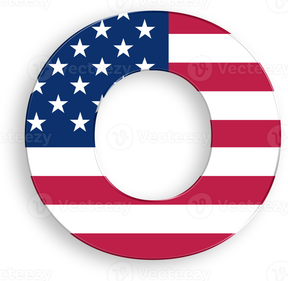 American Flag Serif Font Alphabet Letter o 4th of July USA Independence Day Veterans Day png