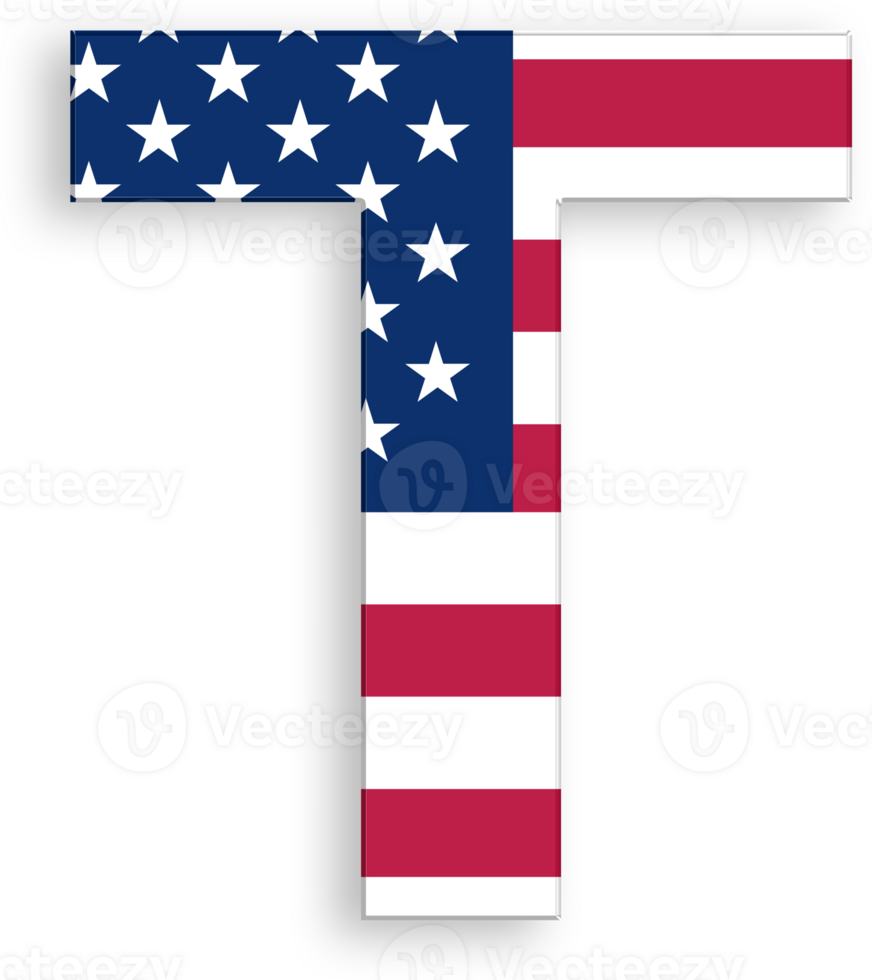 American US Flag Serif Font Alphabet Letter T 4th of July USA Independence Day Veterans Day png