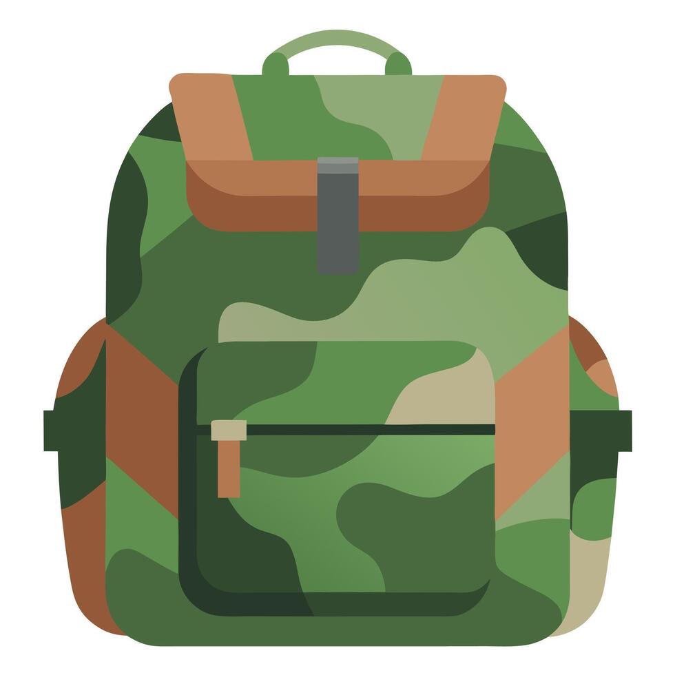 A backpack with a camouflage pattern blending seamlessly into the surroundings Sticker vector