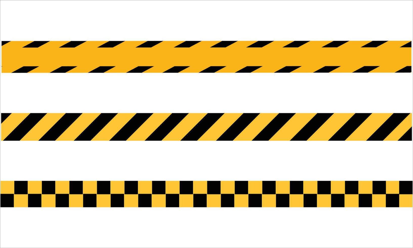 Yellow and Black Hazard Tape Set . Caution Stripes and Checkerboard Safety Patterns on White Background vector