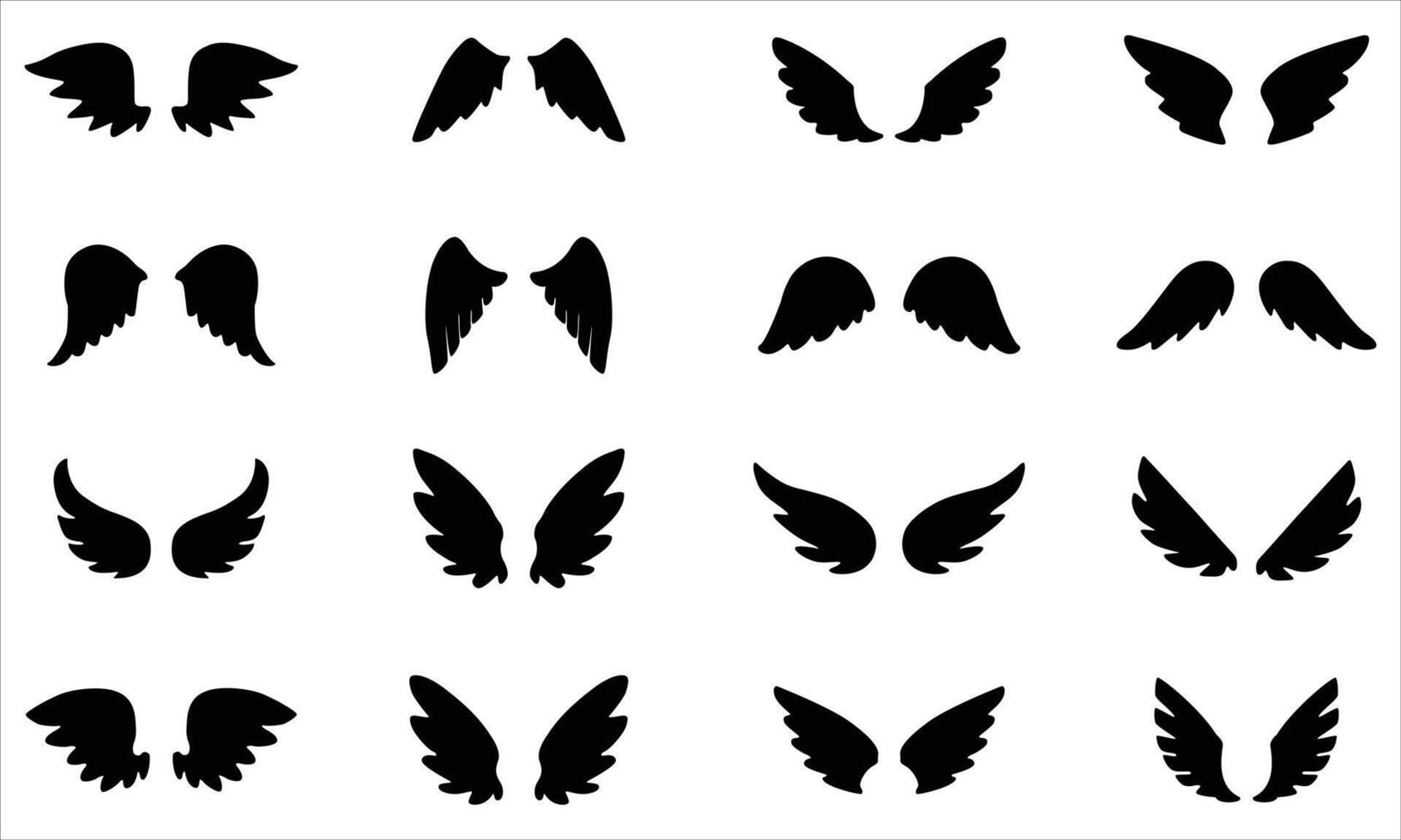 silhouettes set of wings vector