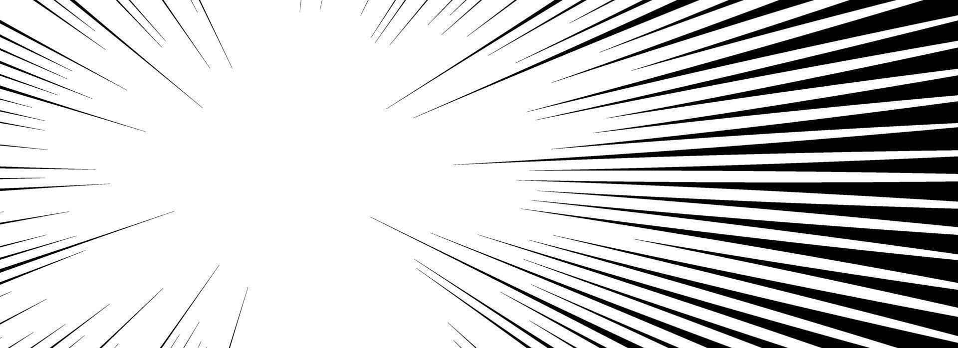 Comic speed line background. Cartoon book explosion background. Superhero radial line pattern frame. Manga or anime sunburst wallpaper. Pop art flash beams or rays effect. Impact backdrop vector