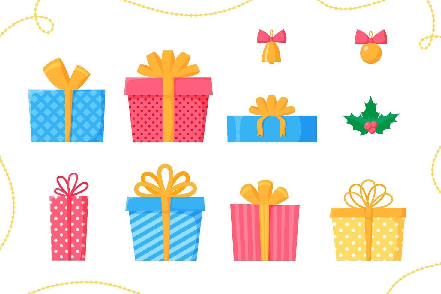 Colorful gift boxes with ribbons and bows vector