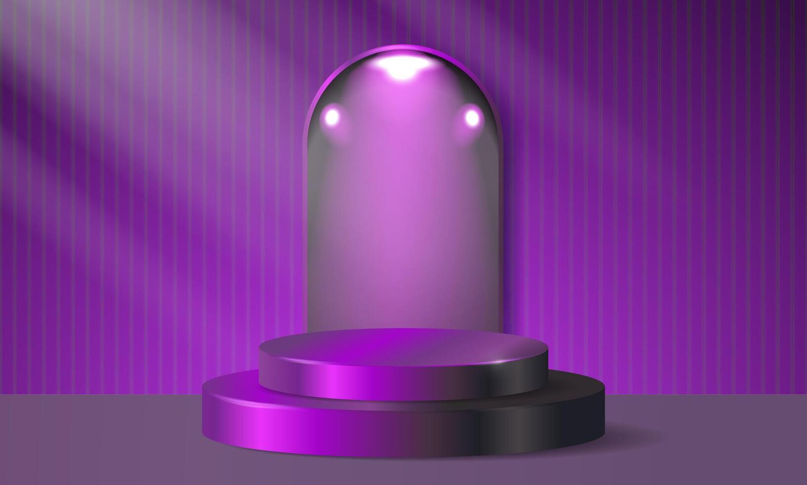 Purple display podium with lights vector