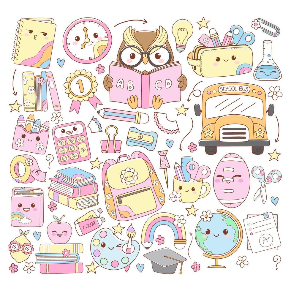 Back to School, Teacher Elements Doodle vector