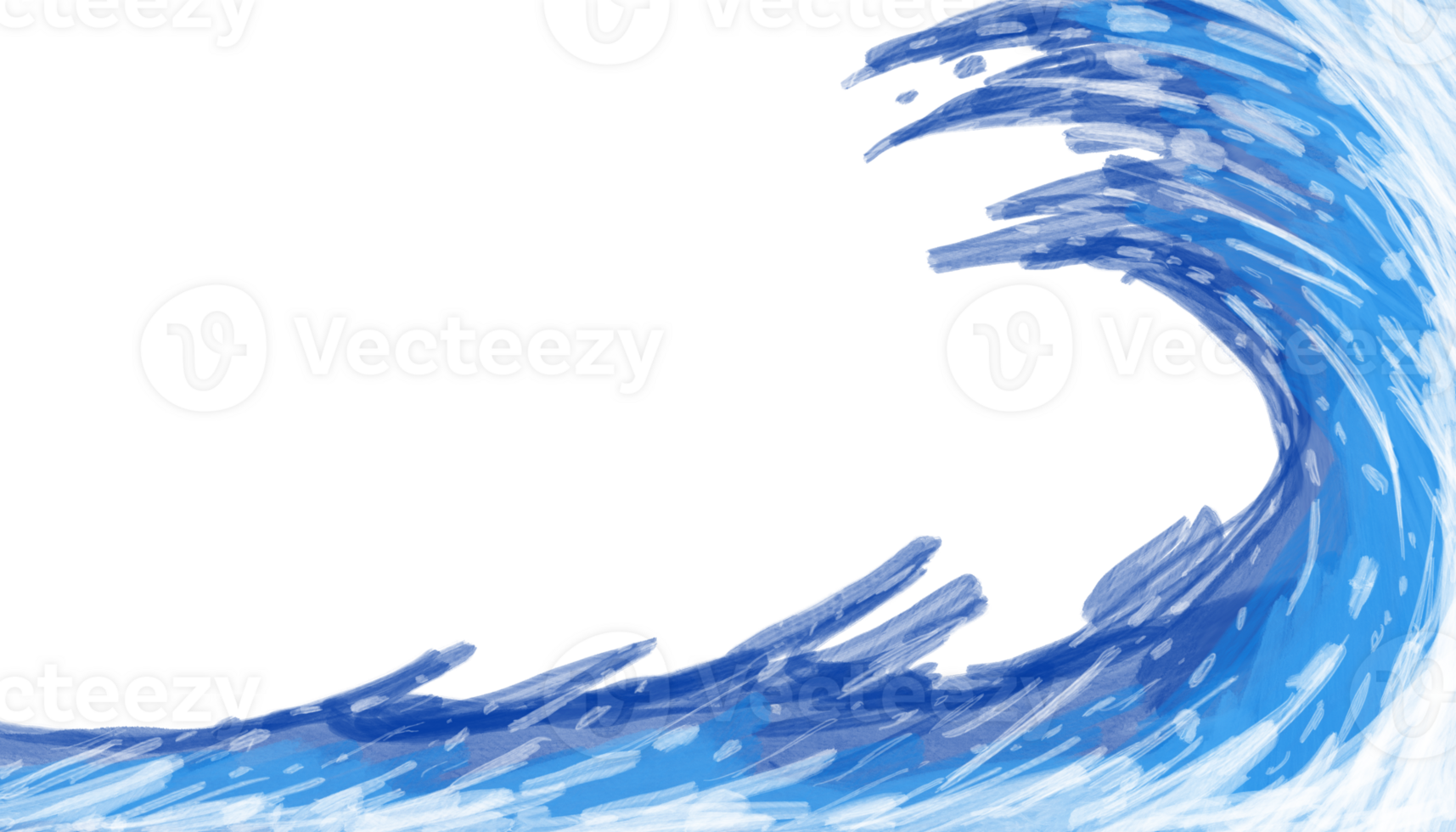 Abstract Blue Wave Brushstrokes Against Transparent Background png