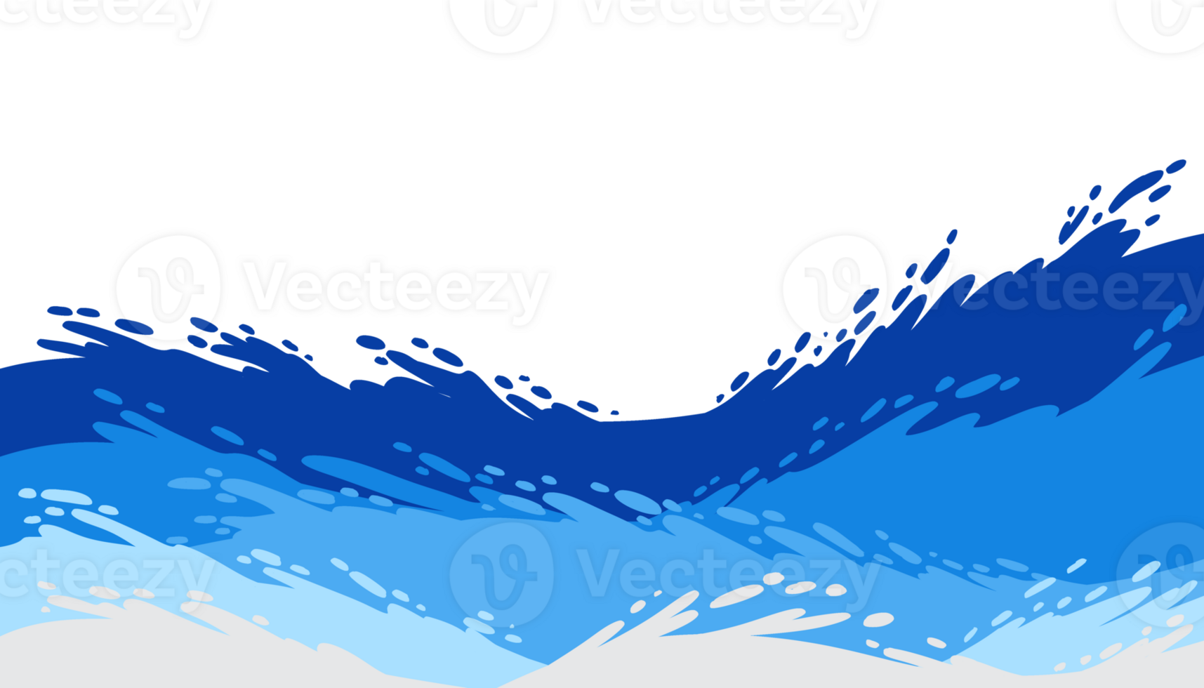 Stylized Ocean Waves Gradient Blue and Transparent Background png