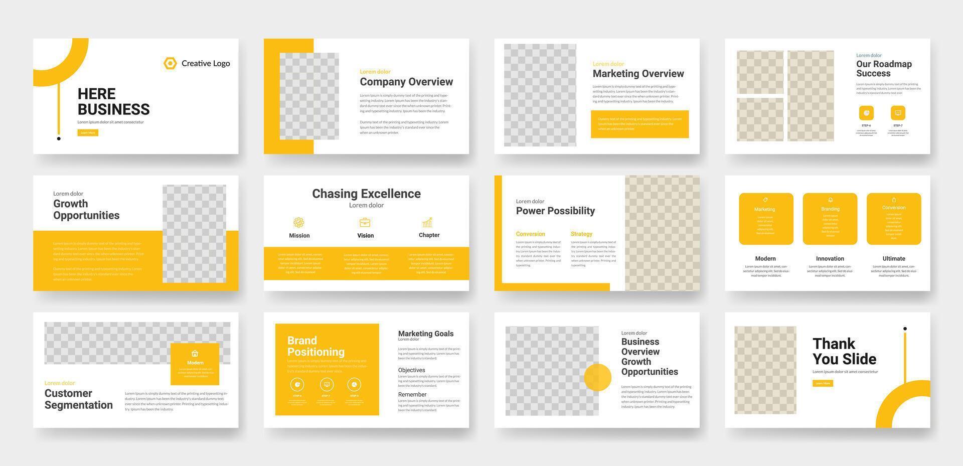 Modern Business Presentation Template Yellow White Design vector