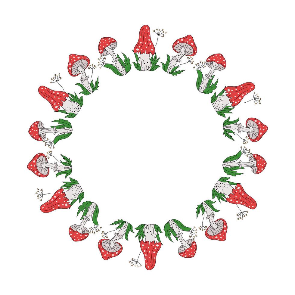 Mushroom circle illustration design vector