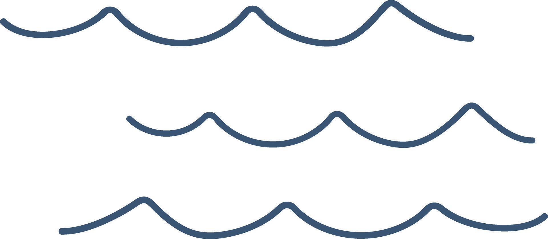 Wave doodle icon in ocean cartoon style vector