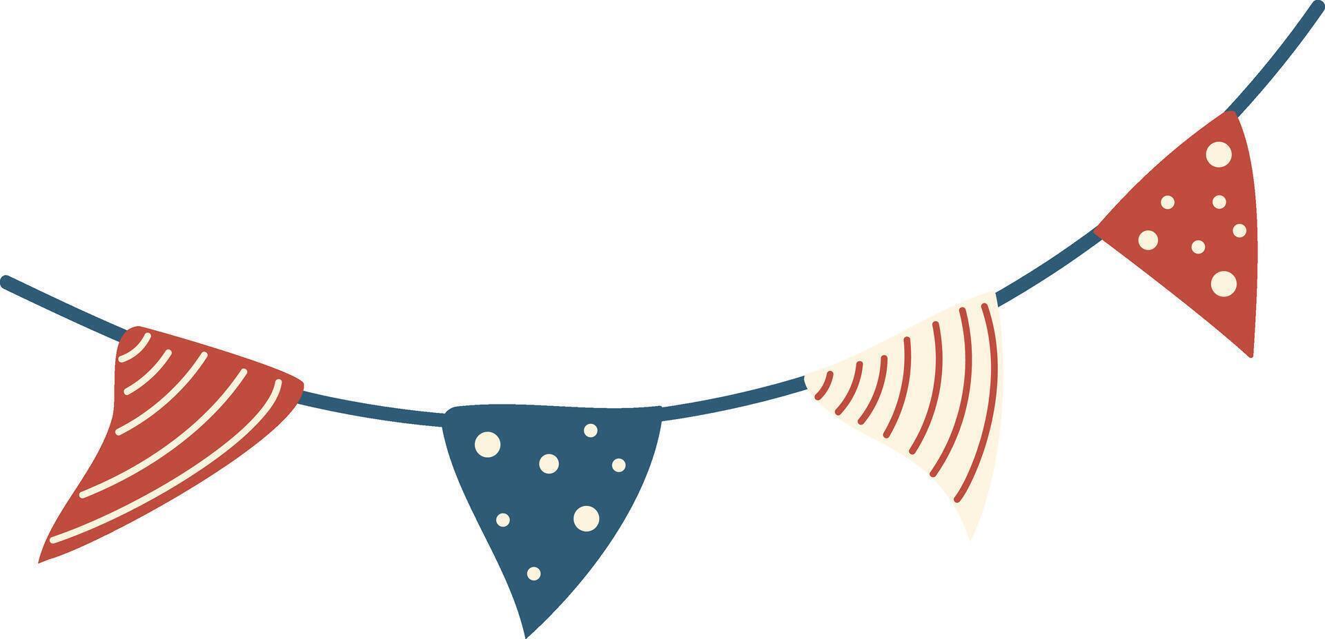 Colorful flag garland bunting illustration for festive occasions. Perfect for party designs, birthday events, carnivals, and holiday decor vector