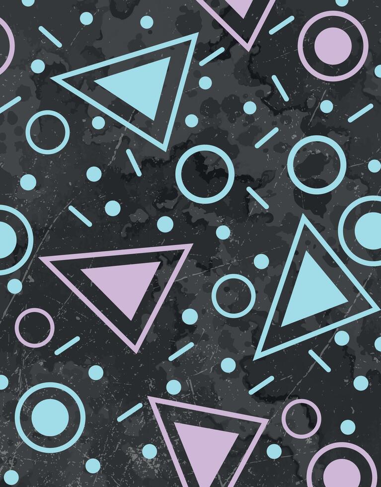 Retro Triangle Circles Grunge Pattern Design vector