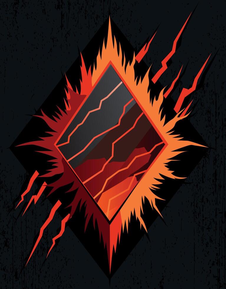 Burning Diamond Symbol with Lava Texture vector