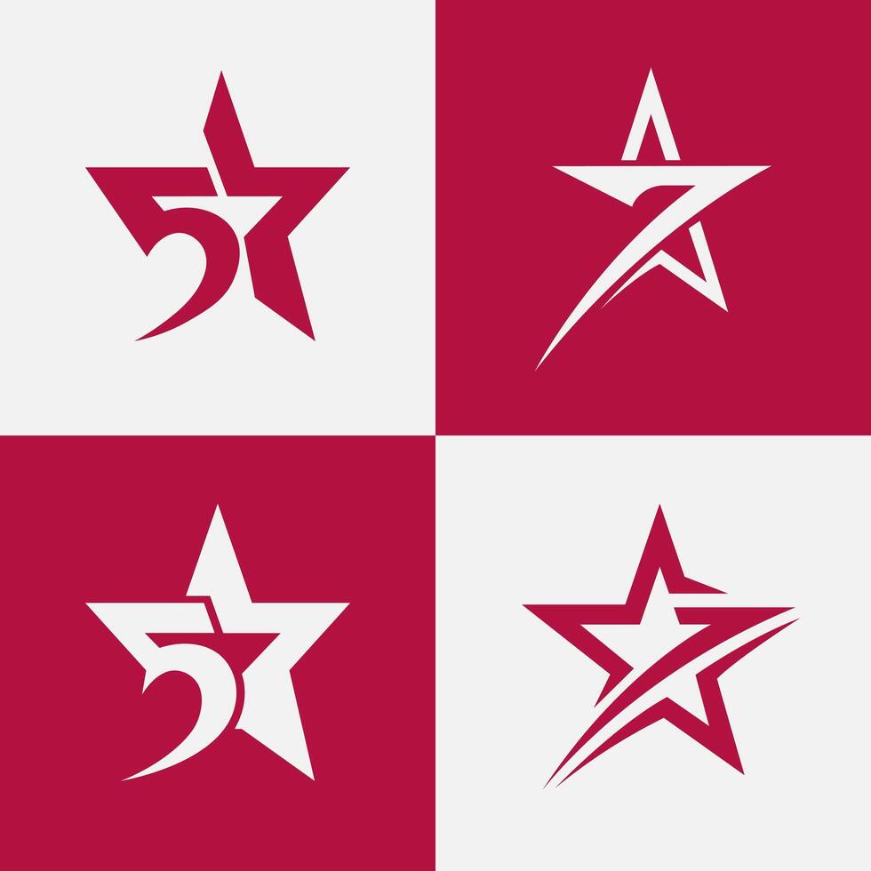 5Star and 7Star Logo Set Modern Star Number Badge Design vector