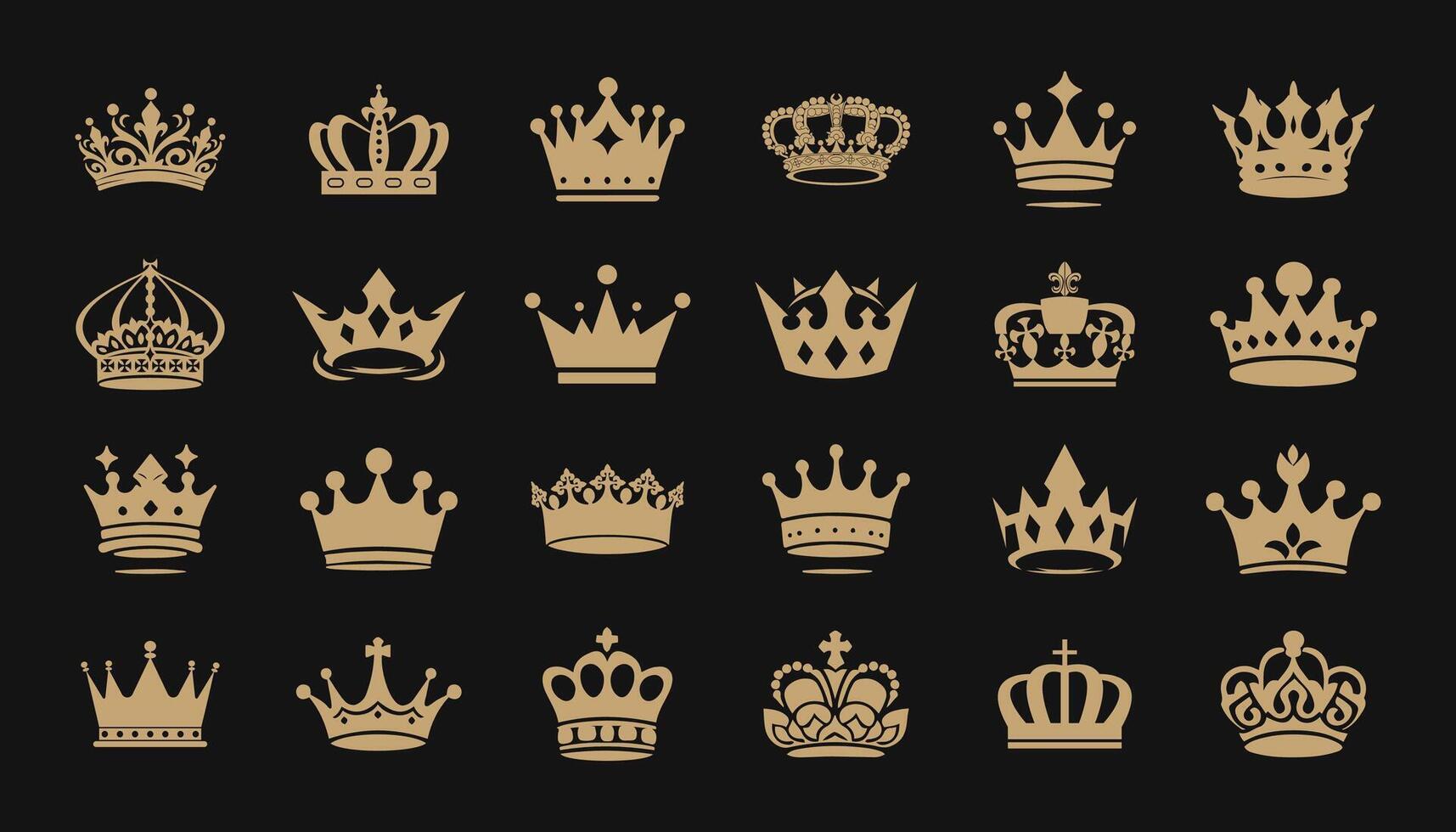 Crown icons set. Crown symbol collection. Stock illustration vector
