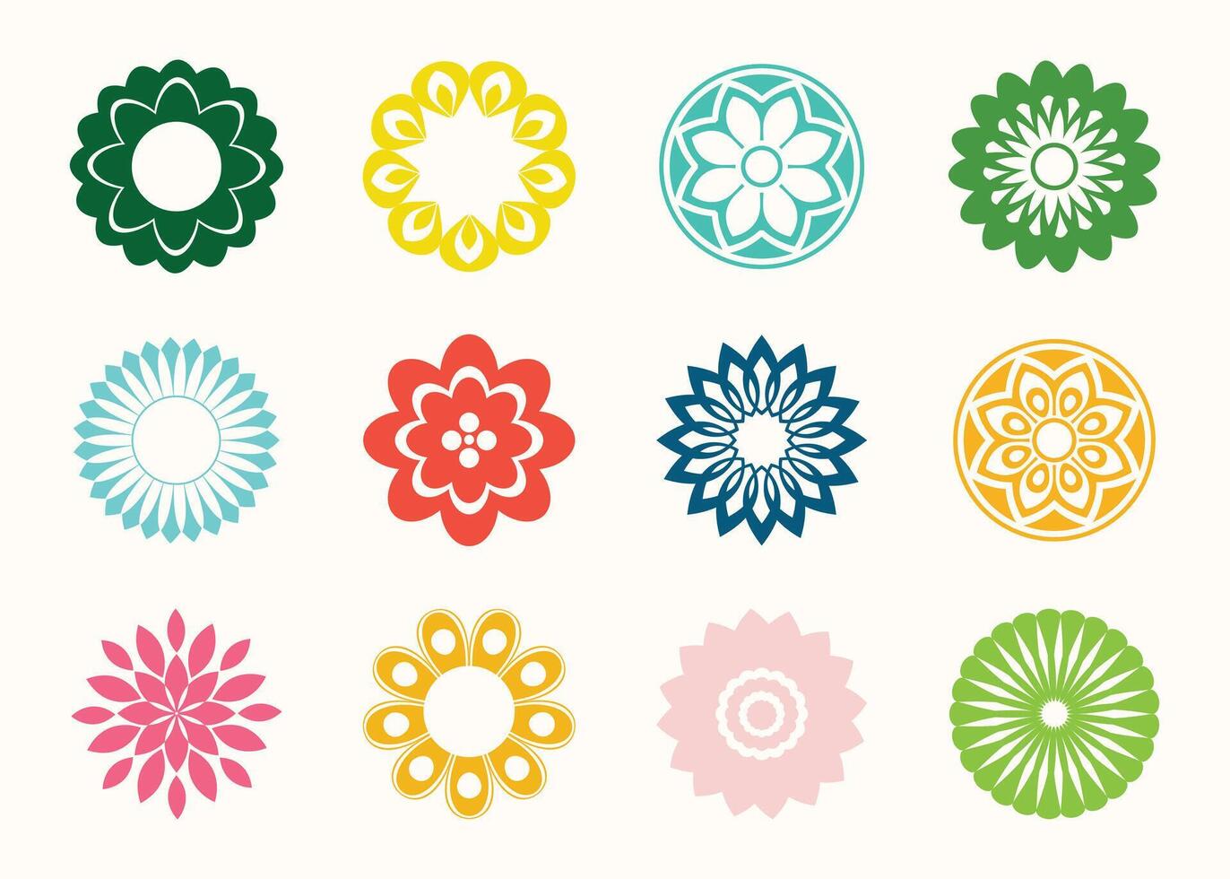 Set of decorative floral design elements. Flat cartoon illustration. Illustration of nature flower spring and summer in garden. vector