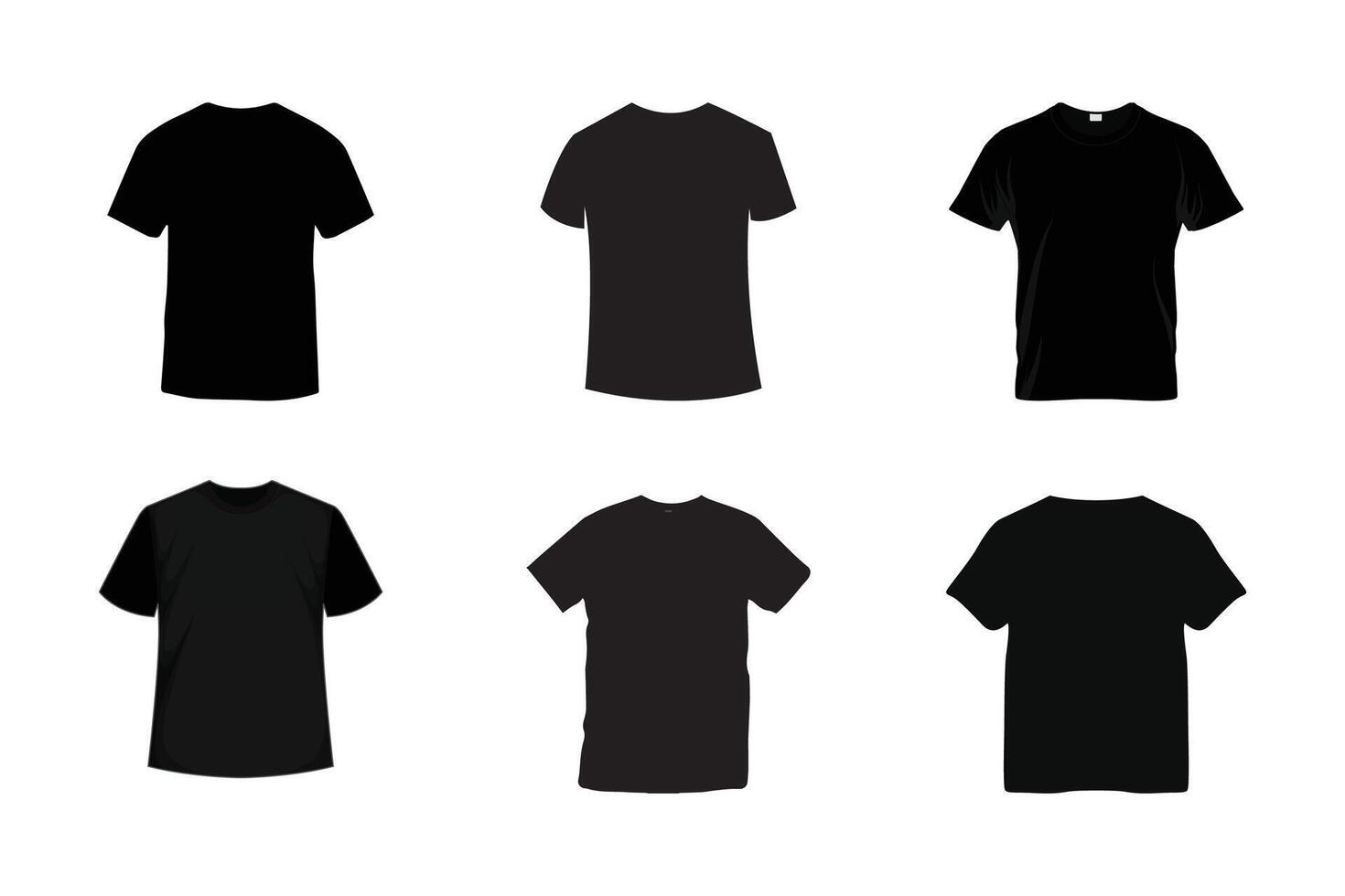 Blank black t-shirt template. Front views. T shirt design mockup. illustration. vector