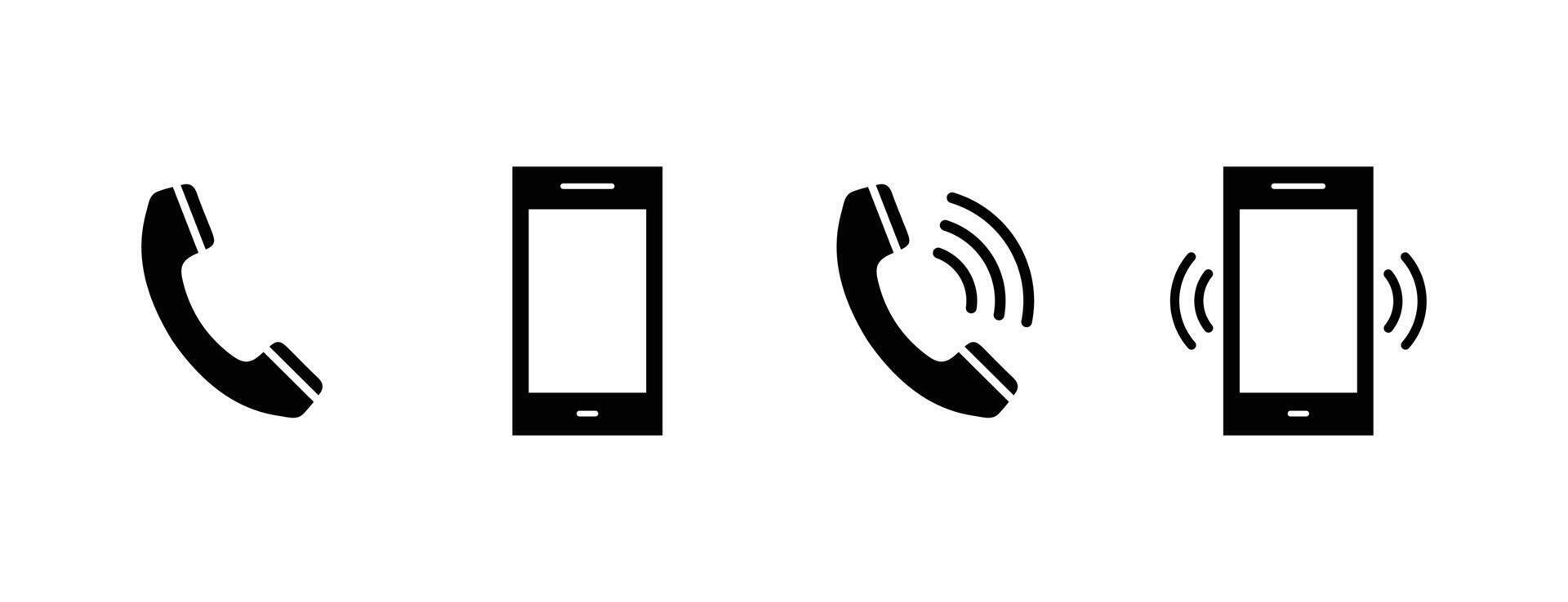 Ringing phone simple icon set. Smartphone ringing. Phone sign illustration vector