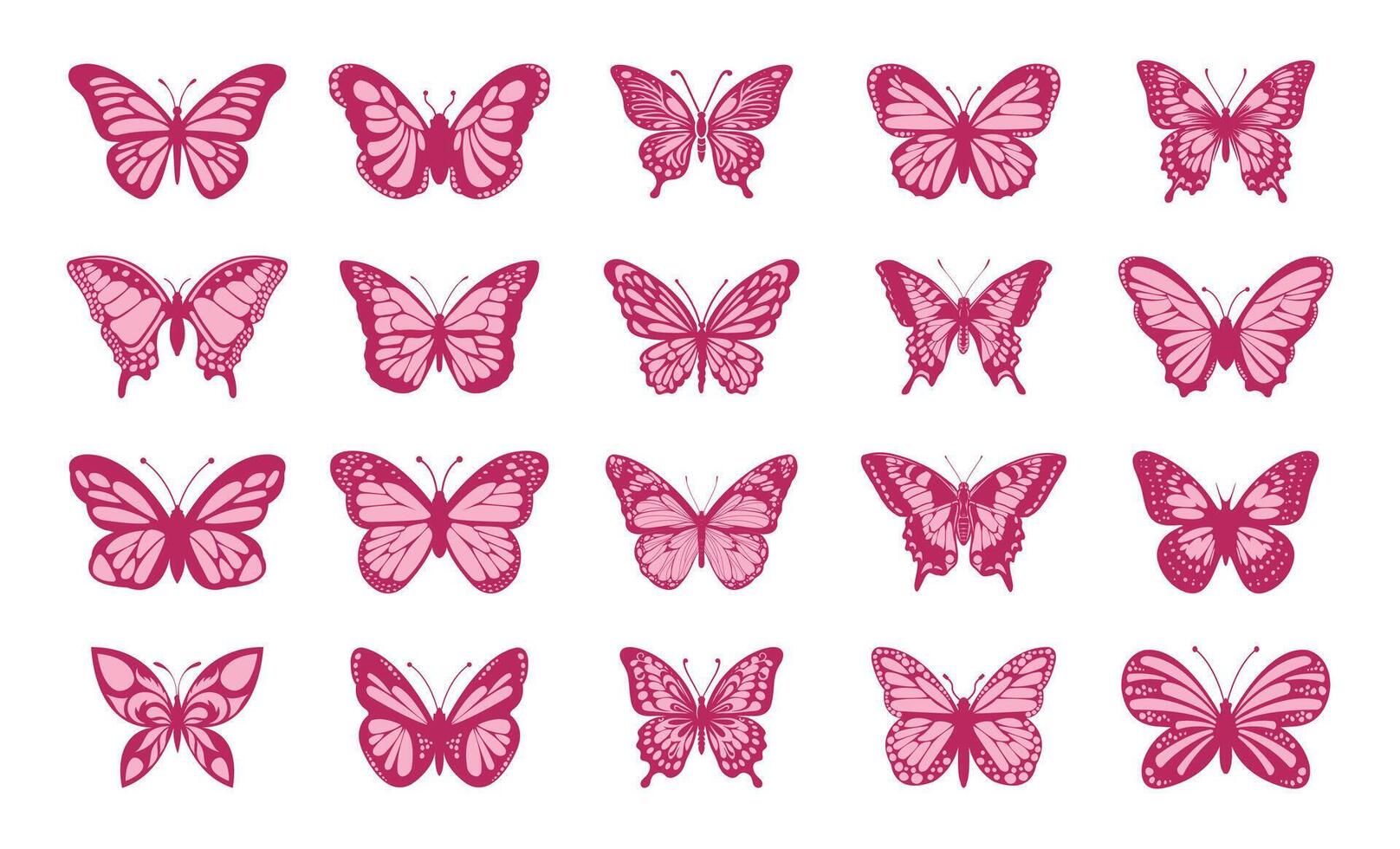 Collection of colorful butterflies. Colorful butterflies set illustration vector