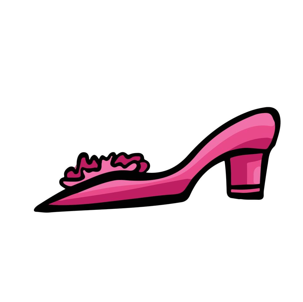 Comfortable shoes with flower, hand drawn illustration vector