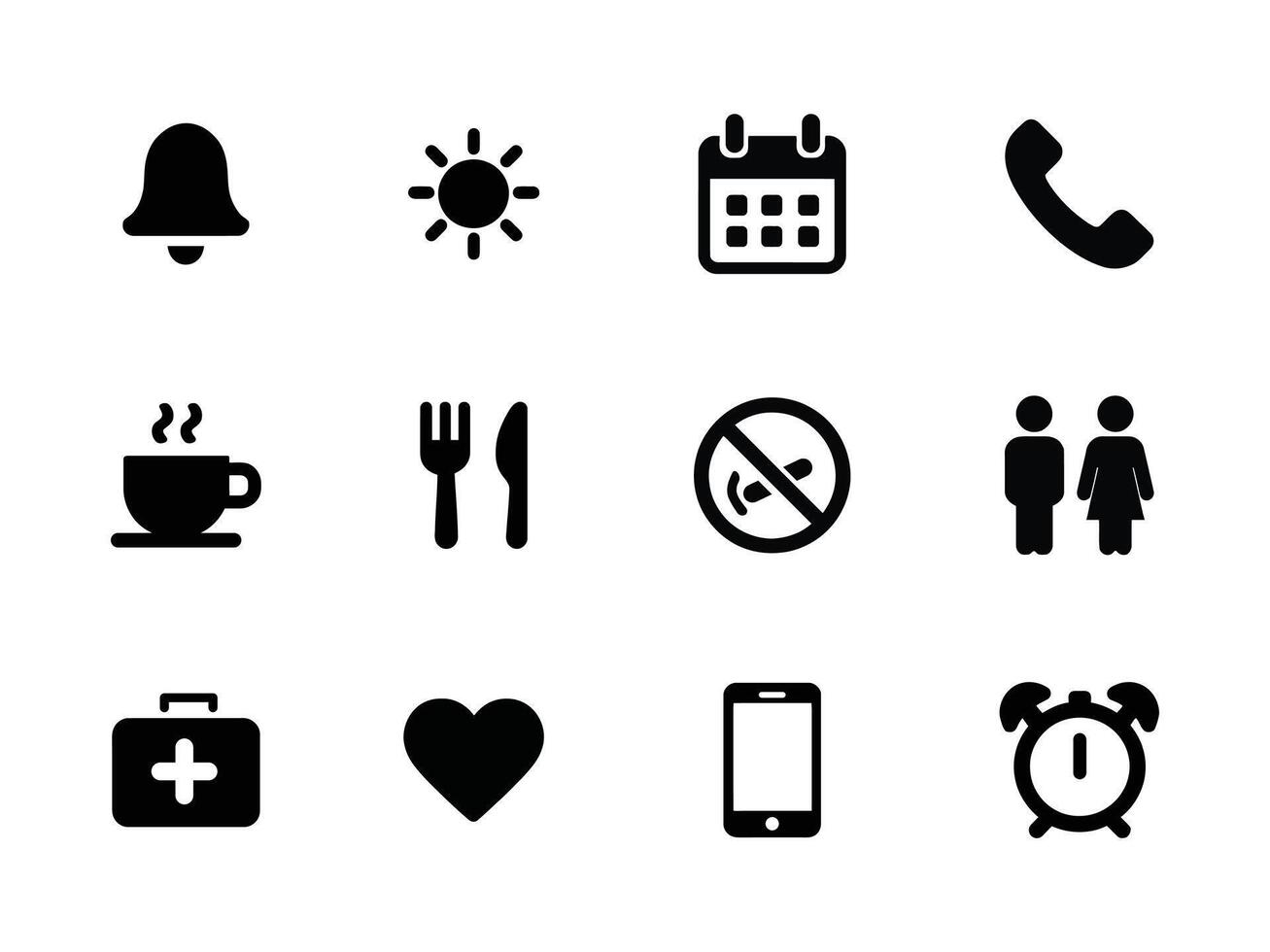 Time, call and date icon set in line style, Containing hourglass, pin, stopwatch, calendar, clock and more, illustration vector