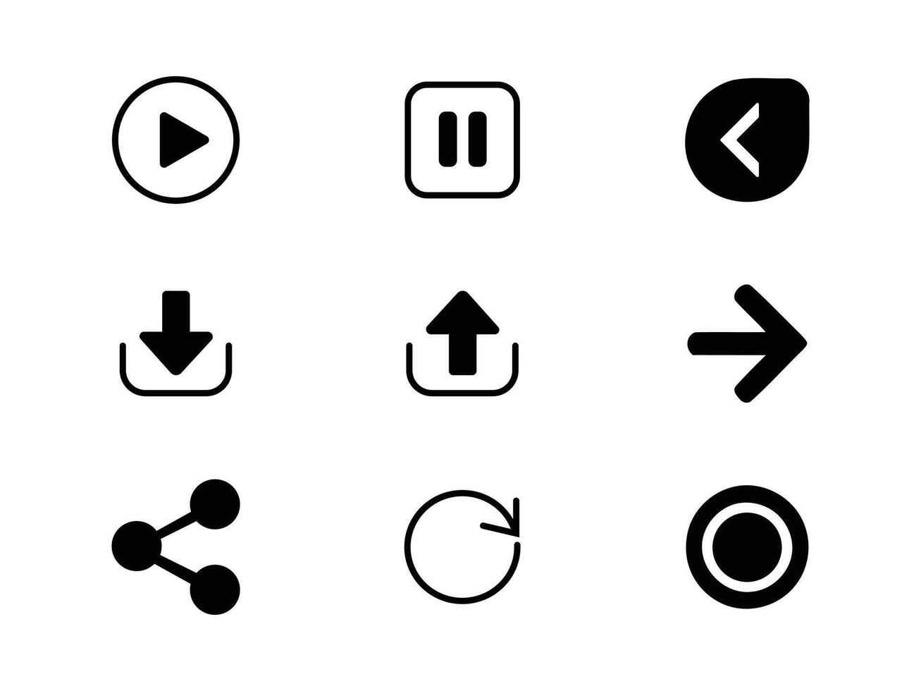 Download, Share, Upload, Arrow set collection download icon design graphic element illustration symbol direction editable stock illustration vector