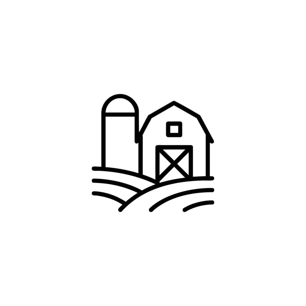 Farm Barn And Silo Outline Icon vector
