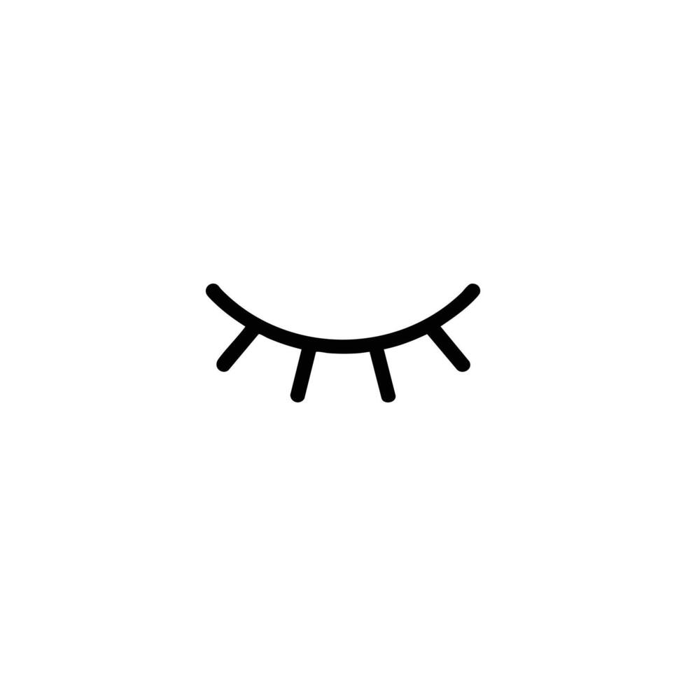 Monoline Closed Eye With Eyelashes Symbol vector