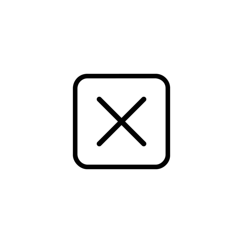 X Mark Close Symbol Rounded Square Monoline vector