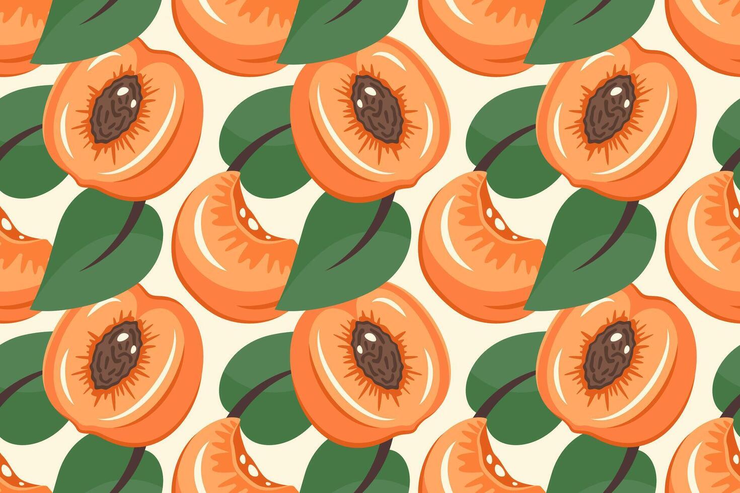 Colorful peach pattern with leaves vector