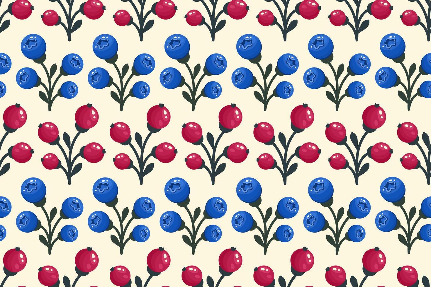 Red and blue berry pattern design vector