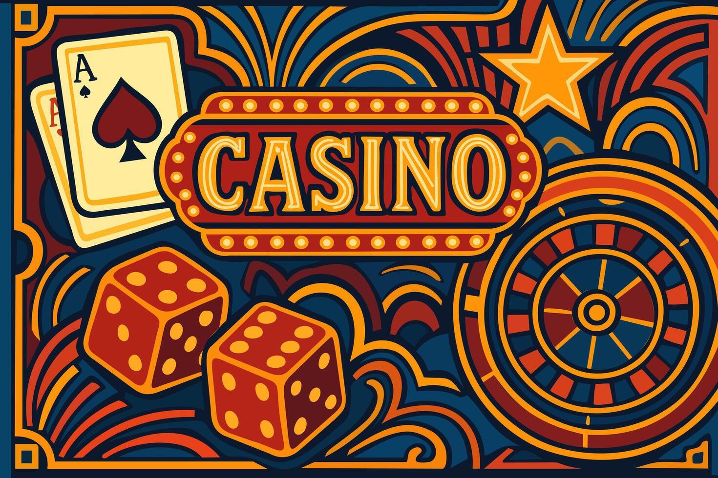 Casino artwork with dice and cards vector
