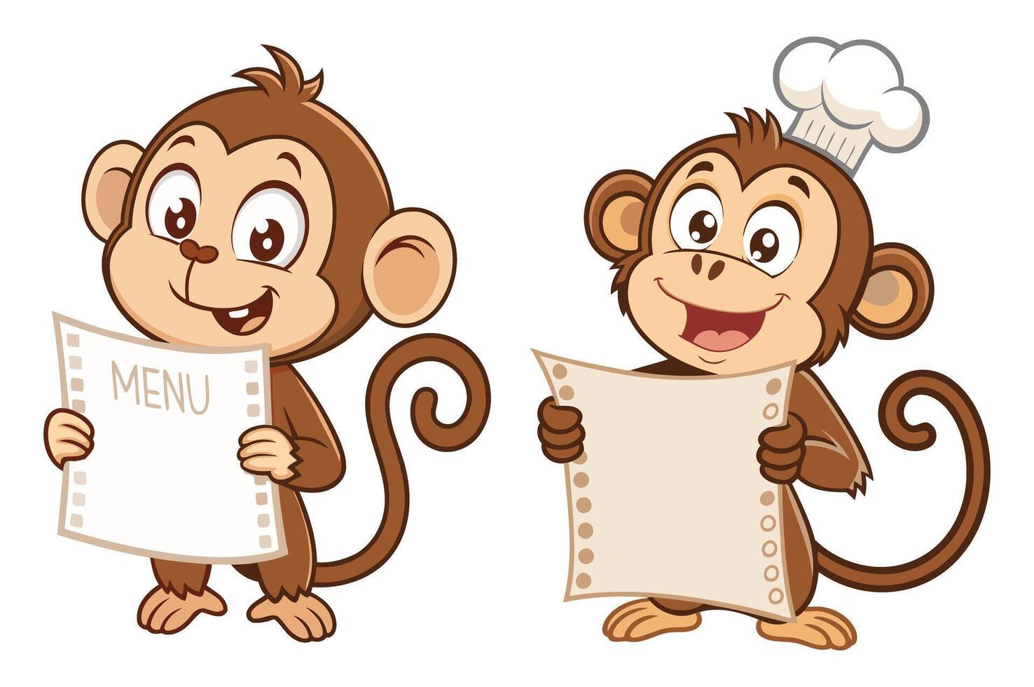 Adorable Monkeys with Menus and Cooking Attire in Fun Illustration vector