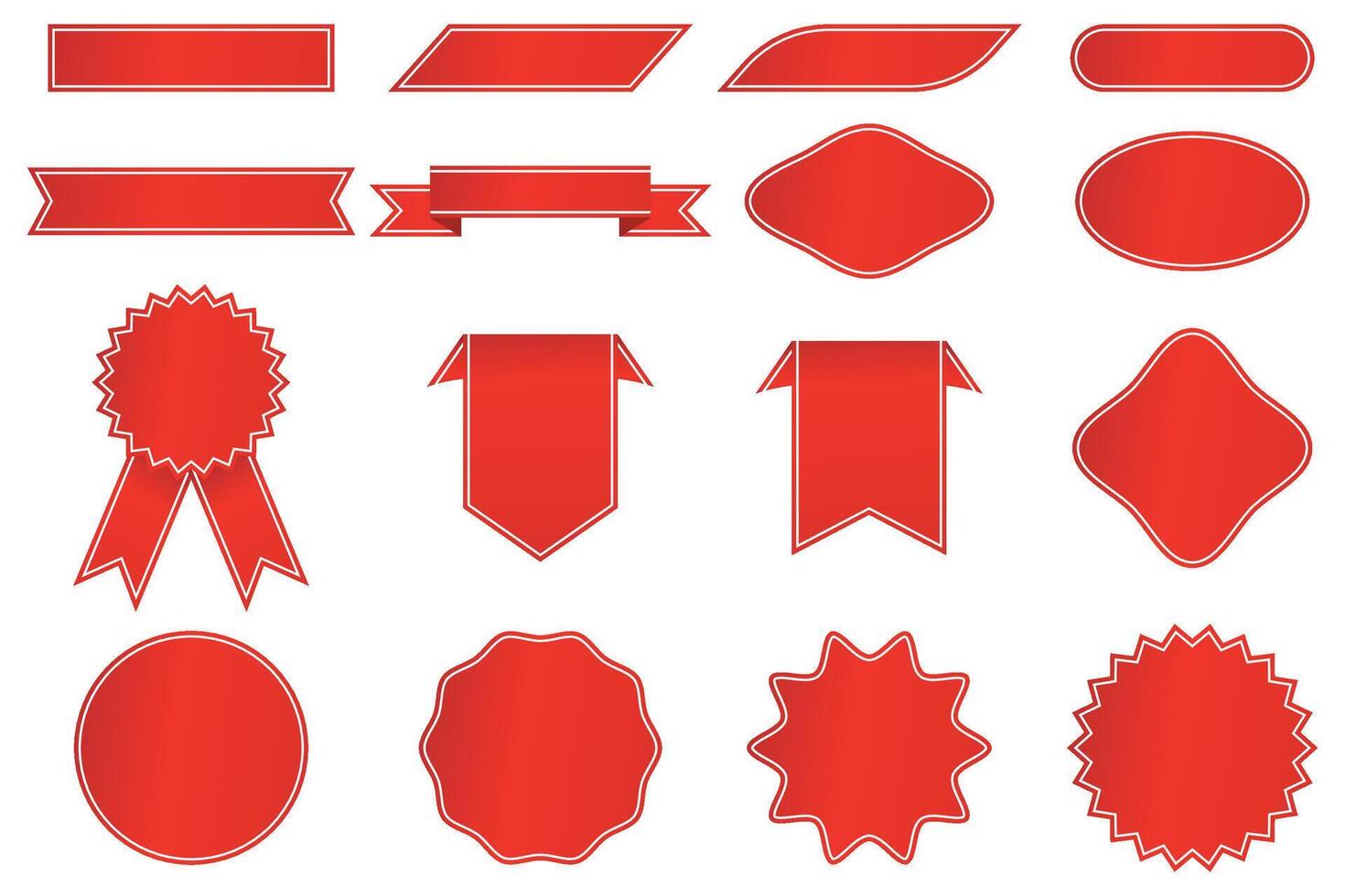 Red Ribbons Tags Label Signs Set Illustration Design vector