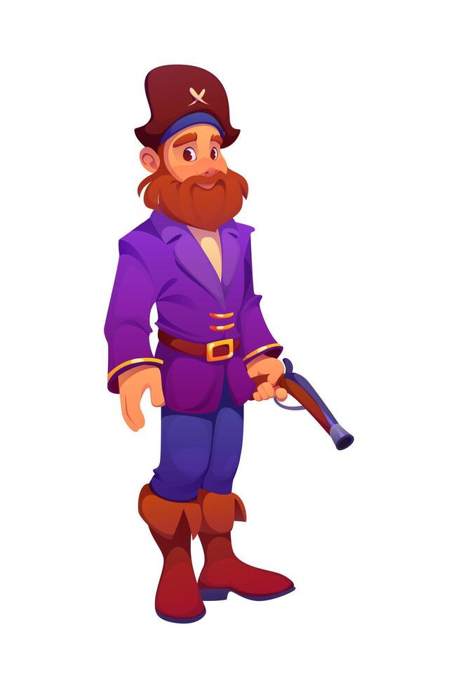 Colorful cartoon pirate character illustration vector