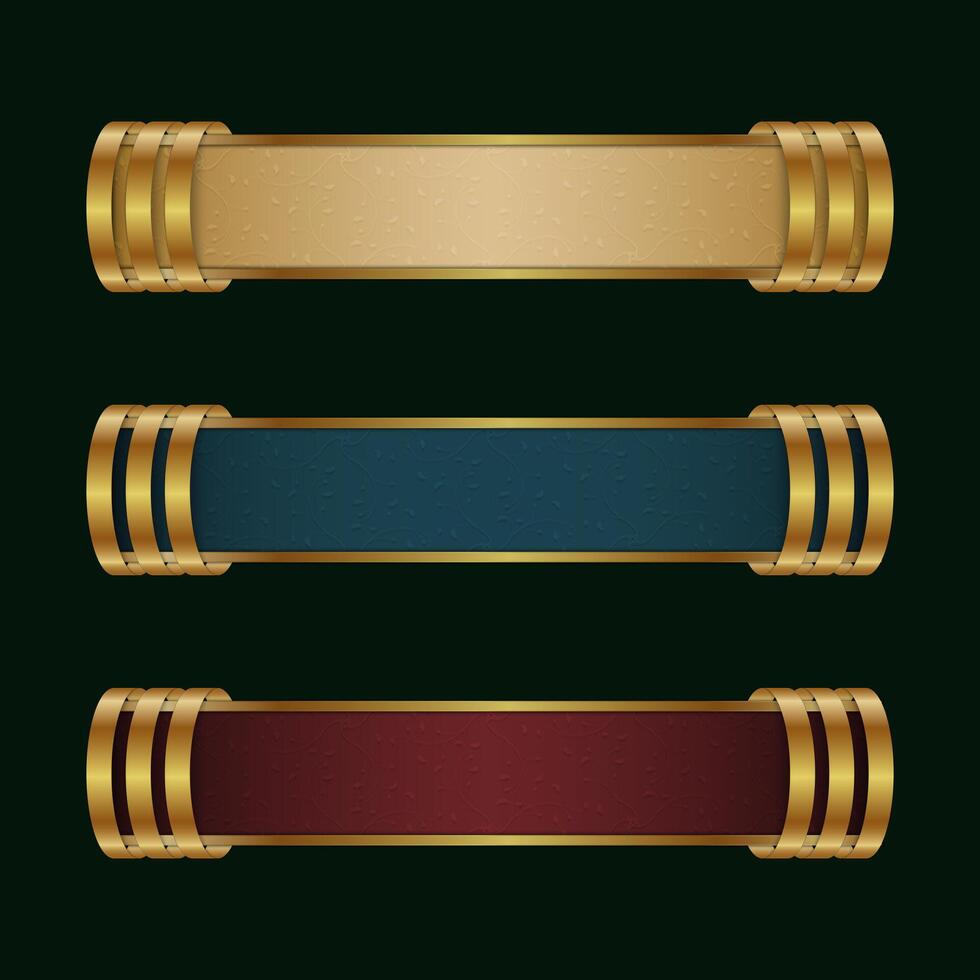 Three color options of text box with ring art vector