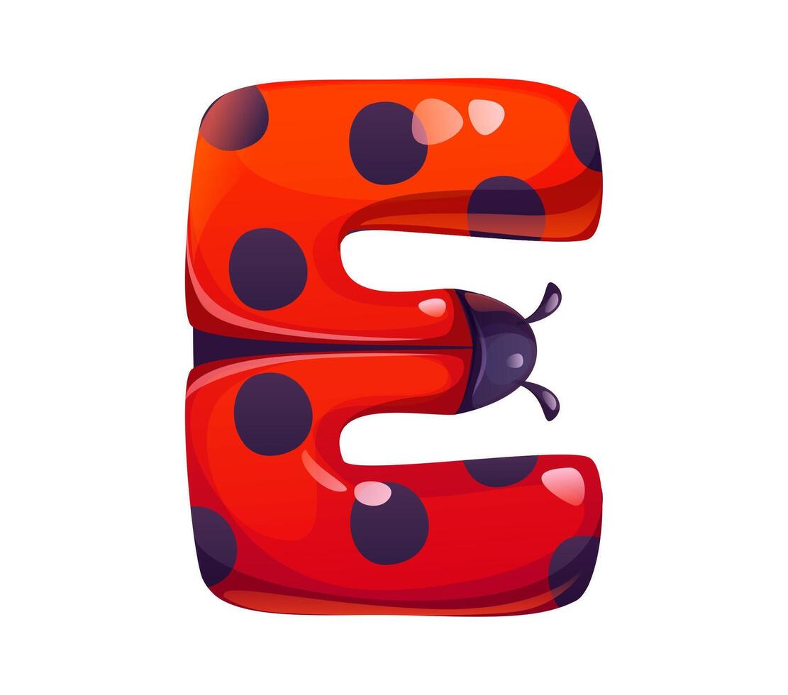 Letter E with ladybug design vector