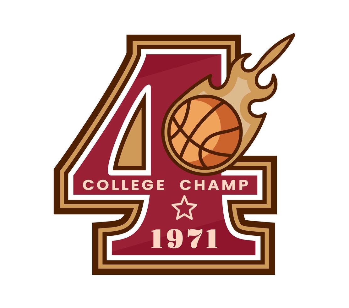 Varsity sport patch number, basketball champs vector