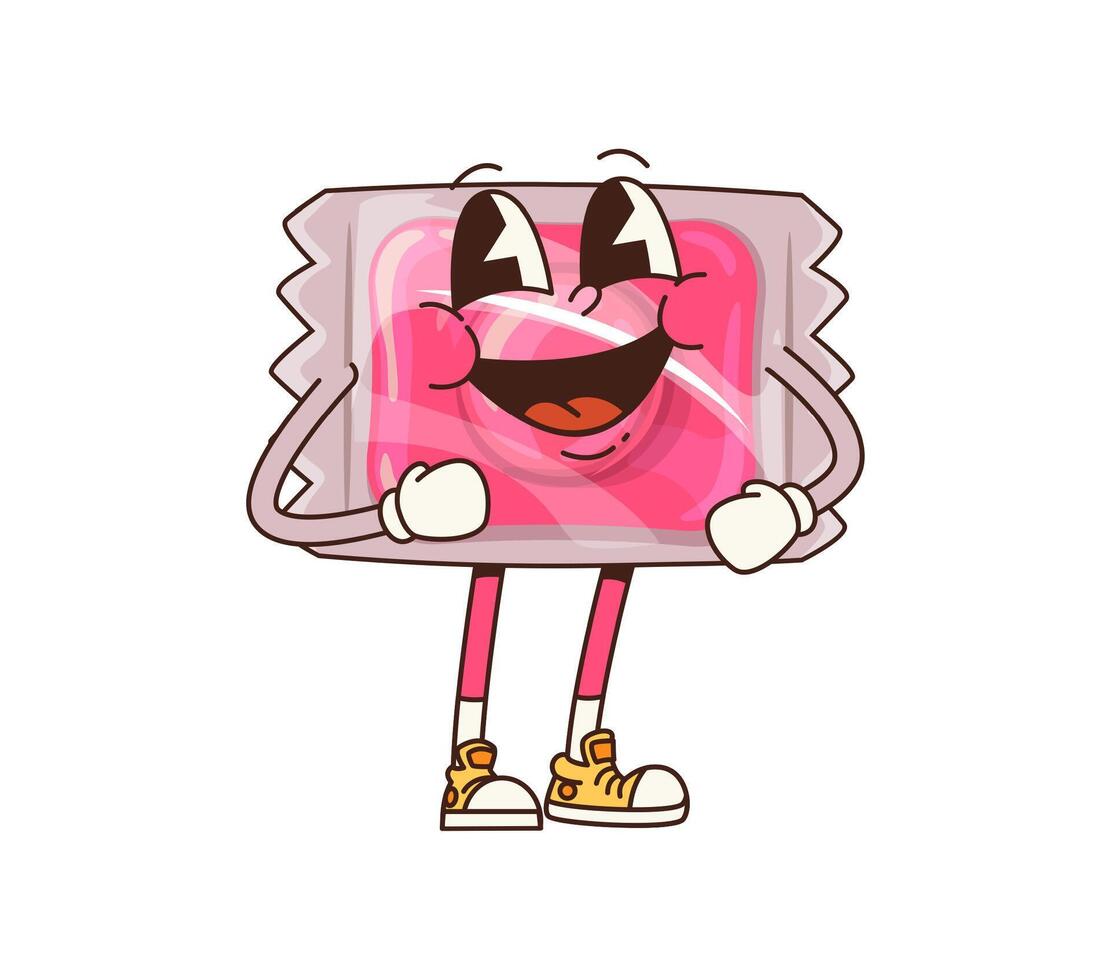 Pink sugar candy groovy cheerful character vector