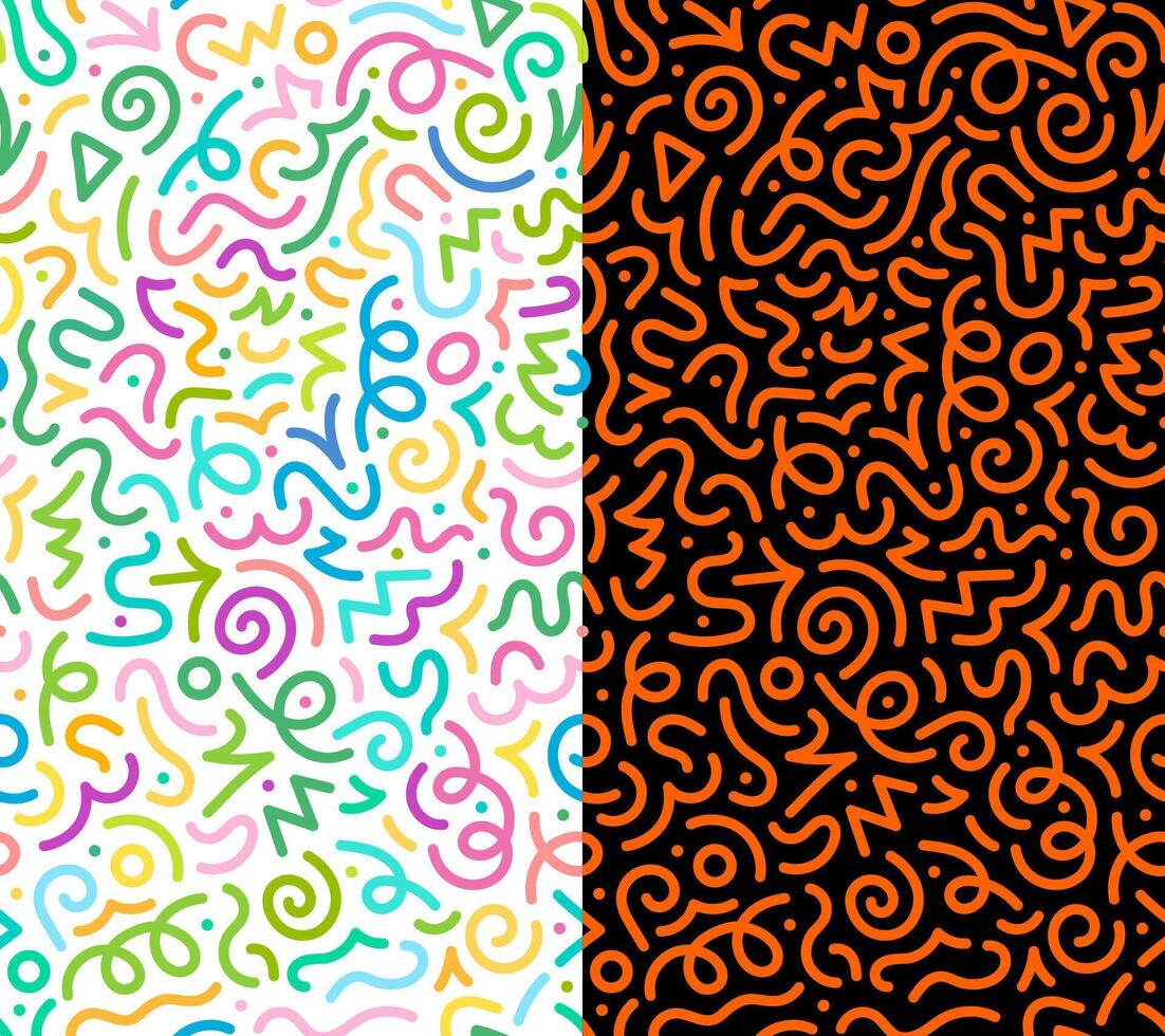 Kids Halloween squiggle seamless pattern vector