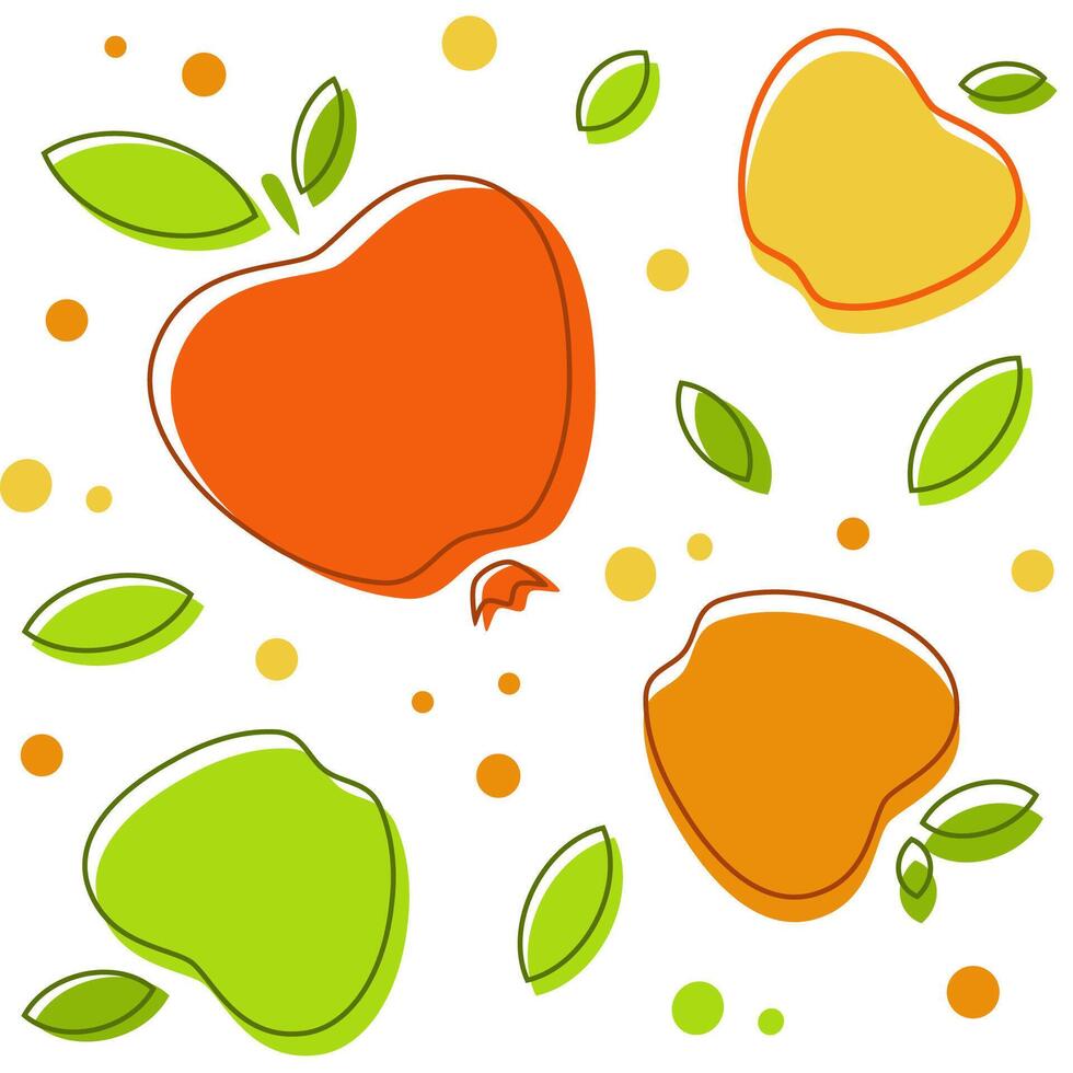 Apples with outlines and dots seamless repeat pattern vector